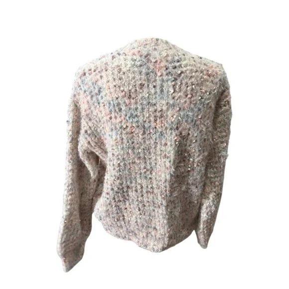 Lush Sweater Womens M Pink Ivory Pastel Speckled Crewneck Pullover Cozy - Picture 7 of 11